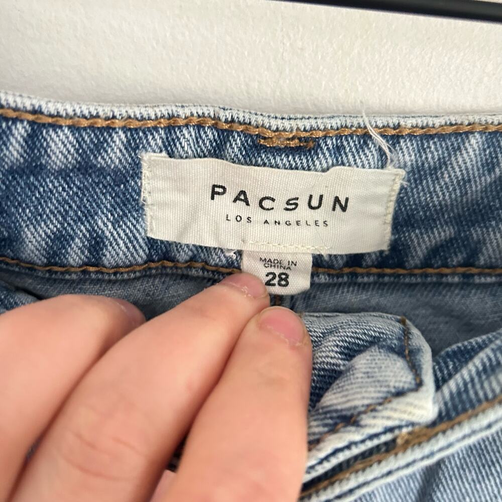 PacSun Distressed Denim Mini Skirt Blue Size 28 - Picture 6 of 6